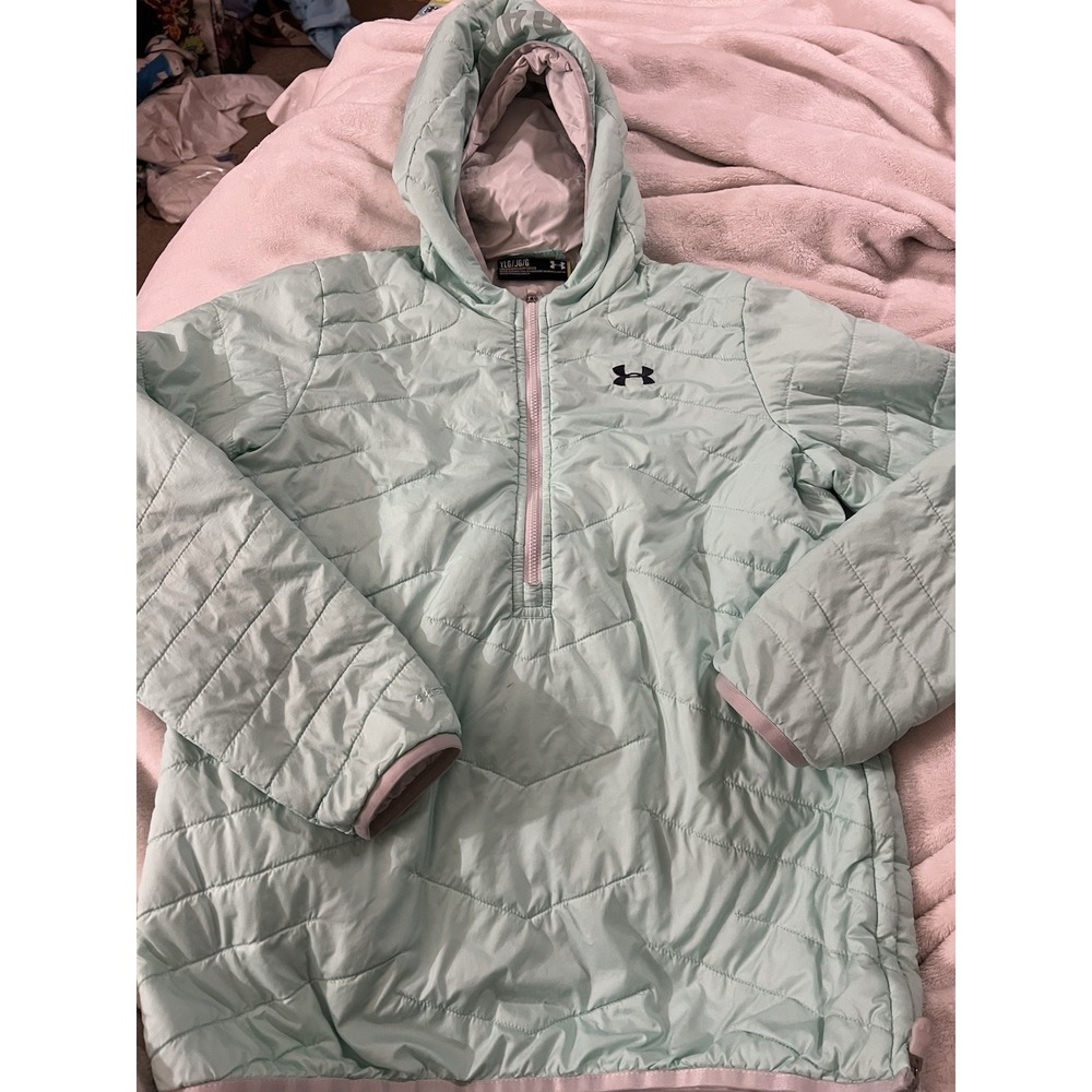 Under Armour Puffer Hoodie Quarter Zip Size Youth Large Loose